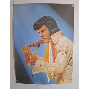 Vintage 1977 Charles Spaulding Signed Print ALOHA Elvis‎ Presley Hawaii The King